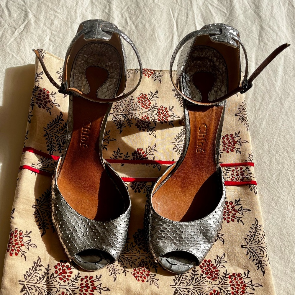 Chloé Snakeskin Animal Print Sandals